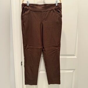 Brown Casual Ankle Pants Stretchy Trousers Size 14
